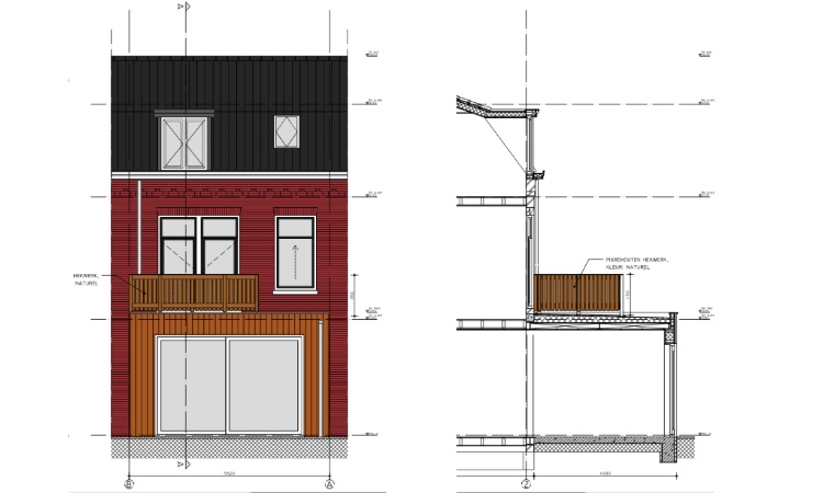 Omgevingsvergunning dakterras bouwtekening