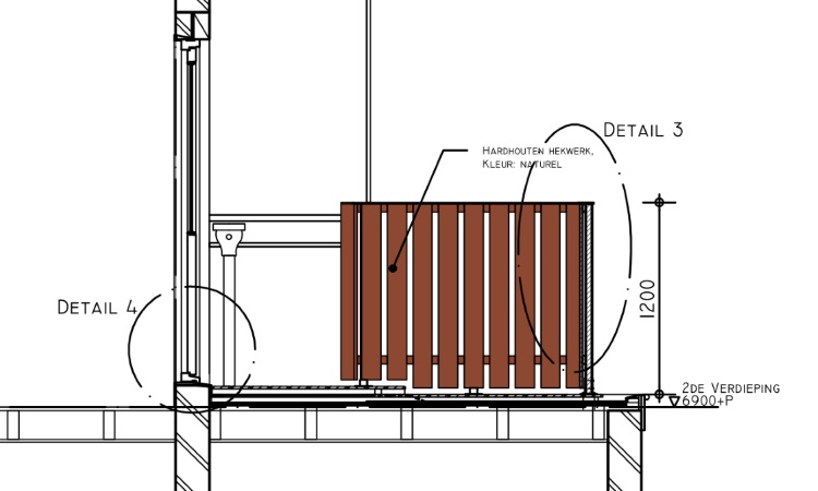 Omgevingsvergunning dakterras doorsnedetekening